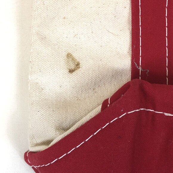 LL Bean Boat & Tote Canvas Red Double Handle Snowflake Small Bag Made in USA - Picture 7 of 13